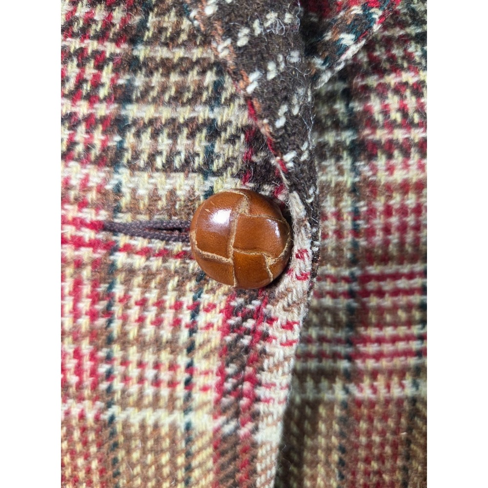 Vintage Evan‎ Picone Wool Skirt Suit Set Plaid Blazer Camel Skirt Womens Classic - Picture 7 of 16